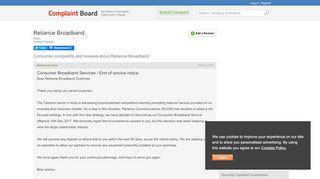 
                            7. Reliance Broadband Complaints - Complaint Board