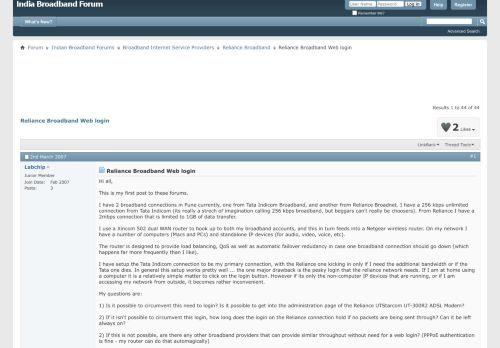 
                            2. Reliance Broadband Web login - India Broadband Forum