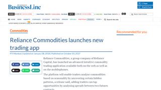 
                            7. Reliance Commodities launches new trading app - The Hindu ...