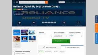 
                            4. Reliance Digital Big Tv (Customer Care) - DTH TV Broadcast ... - Justdial