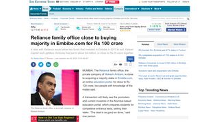 
                            8. Reliance family office close to buying majority in Embibe.com for Rs ...