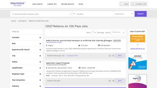 
                            12. Reliance Jio 12th Pass Jobs - Monster India