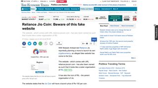 
                            9. Reliance Jio Coin: Beware of this fake website - The Economic Times