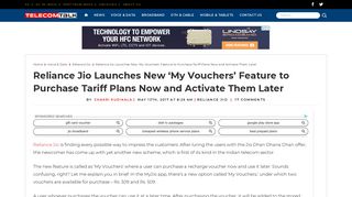 
                            12. Reliance Jio Launches New 'My Vouchers' Feature to Purchase Tariff ...