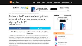 
                            12. Reliance Jio Prime members get free extension for a year, new users ...