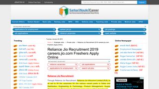
                            9. Reliance Jio Recruitment 2019 careers.jio.com Freshers Apply Online