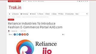 
                            10. Reliance Launches a Fashion E-Commerce Portal AJIO.com - Trak.in