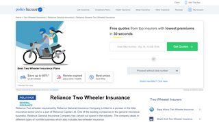 
                            5. Reliance Two Wheeler Insurance - Reliance Bike Insurance