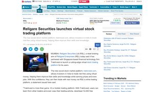 
                            9. Religare Securities launches virtual stock trading platform - The ...