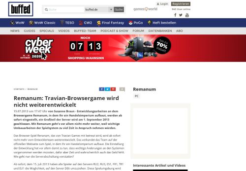 
                            5. Remanum: Travian-Browsergame wird nicht weiterentwickelt - Buffed