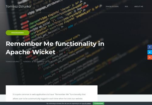 
                            9. Remember Me functionality in Apache Wicket - Tomasz Dziurko