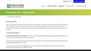 
                            12. Remember Me - Login Details | Stratford Career Institute