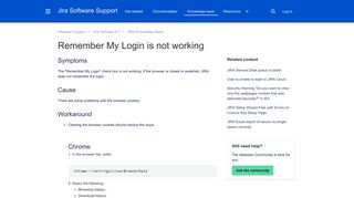 
                            2. Remember My Login is not working - Atlassian Documentation