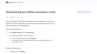 
                            8. Remembering your GitHub username or email - GitHub Help