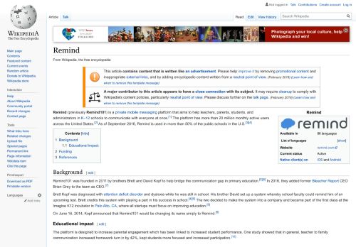 
                            4. Remind - Wikipedia