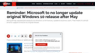 
                            8. Reminder: Microsoft to no longer update original Windows 10 release ...