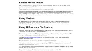 
                            4. Remote Access, VPNs, AFS, and all that - NJIT