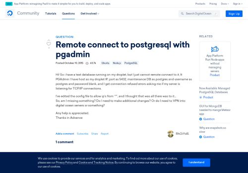 
                            12. Remote connect to postgresql with pgadmin | DigitalOcean