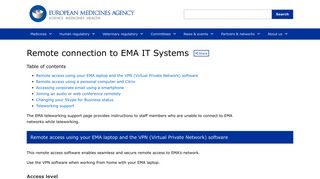 
                            7. Remote Connection to European Medicine Agency IT Systems