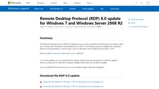 
                            2. Remote Desktop Protocol (RDP) 8.0 update for Windows 7 and ...