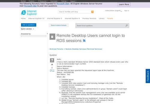 
                            11. Remote Desktop Users cannot login to RDS sessions - Microsoft