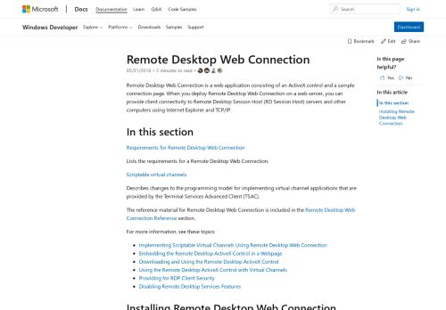 
                            5. Remote Desktop Web Connection - Windows applications | Microsoft ...