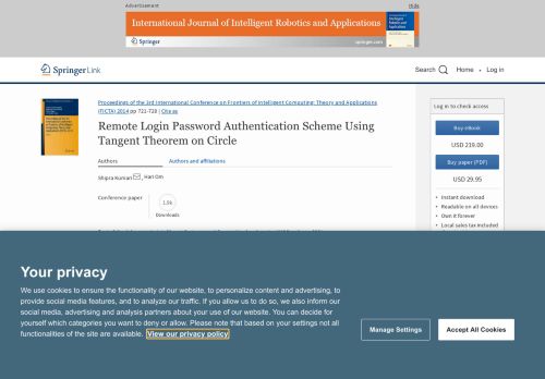 
                            7. Remote Login Password Authentication Scheme ... - SpringerLink
