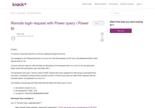 
                            12. Remote login request with Power query /.Power BI – Knack