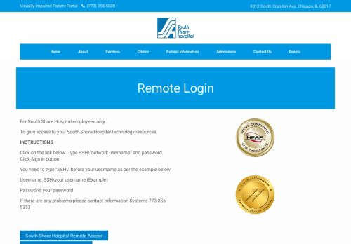 
                            3. Remote Login - South Shore Hospital