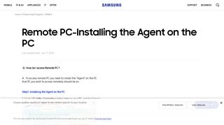 
                            4. Remote PC-Installing the Agent on the PC | Samsung Support ...