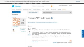 
                            1. RemoteAPP auto login - Microsoft