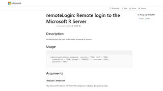 
                            3. remoteLogin function (mrsdeploy) | Microsoft Docs