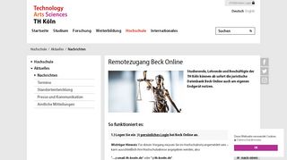 
                            9. Remotezugang Beck Online - TH Köln