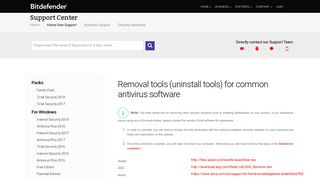 
                            12. Removal tools (uninstall tools) for common antivirus software