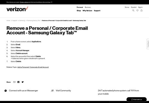 
                            10. Remove a Personal Email Account - Samsung Galaxy Tab | Verizon ...