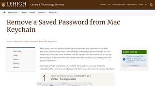 
                            6. Remove a Saved Password from Mac Keychain | Library ... - Lehigh LTS