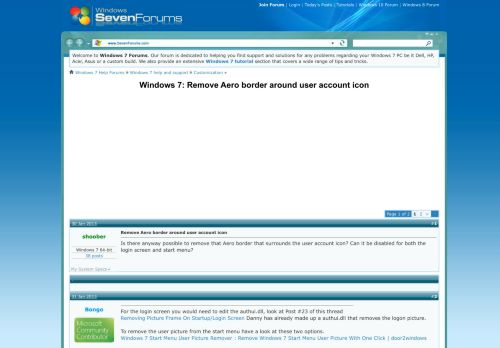 
                            1. Remove Aero border around user account icon Solved - Windows 7 ...