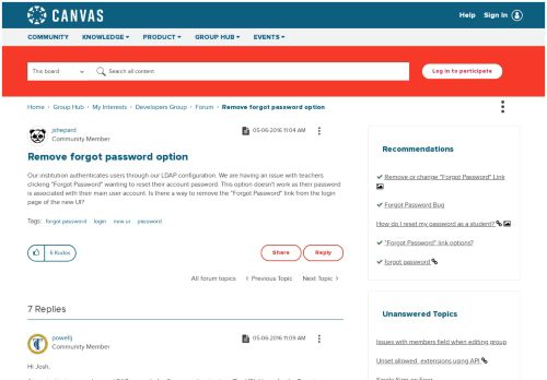 
                            7. Remove forgot password option | Canvas LMS Community