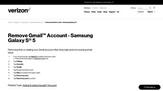 
                            7. Remove Gmail Account - Samsung Galaxy S 5 | Verizon Wireless