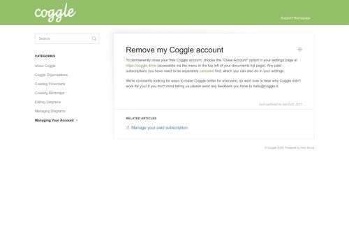 
                            3. Remove my Coggle account - Coggle Knowledge Base