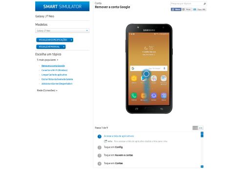 
                            10. Remover a conta Samsung | Galaxy J7 Neo - Samsung Smart Simulator