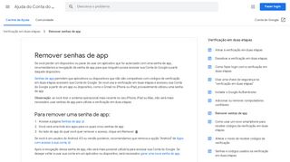 
                            2. Remover senhas de app - Ajuda do Conta do Google