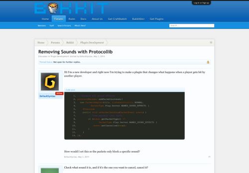 
                            3. Removing Sounds with Protocollib | Bukkit Forums