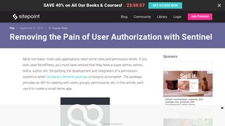 
                            11. Removing the Pain of User Authorization with Sentinel — SitePoint