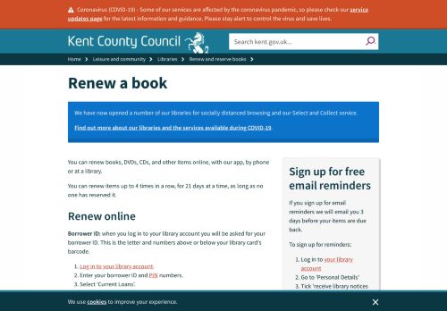 
                            9. Renew a book - Kent County Council