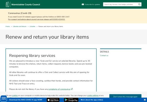 
                            3. Renew and return your library items – Warwickshire County Council ...