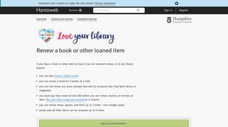 
                            9. Renew library books and other loans - Hampshire County Council