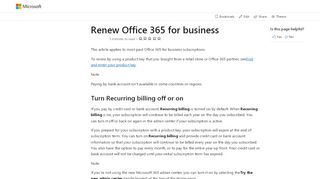 
                            7. Renew Office 365 for business | Microsoft Docs