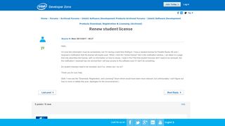 
                            4. Renew student license - Intel® Developer Zone