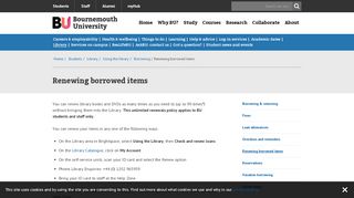 
                            7. Renewing borrowed items | Bournemouth University